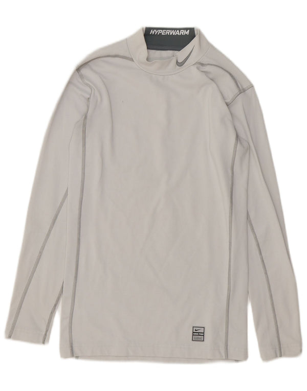 Nike Herre Dri Fit grafisk top langærmet lille grå polyester