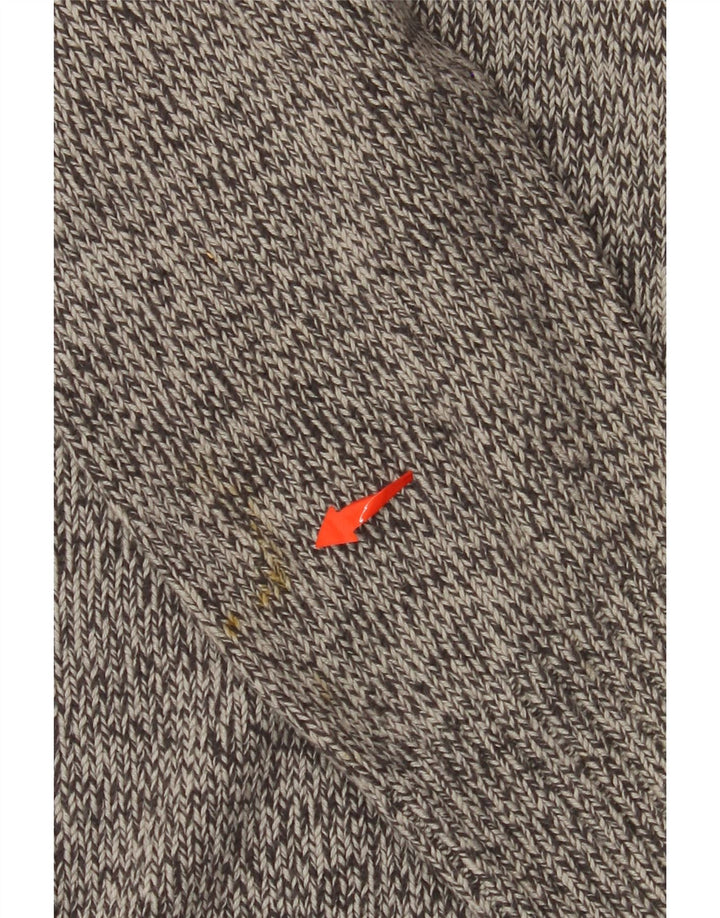 EDDIE BAUER Herre Button Neck Jumper Sweater Medium Grey Flecked Bomuld