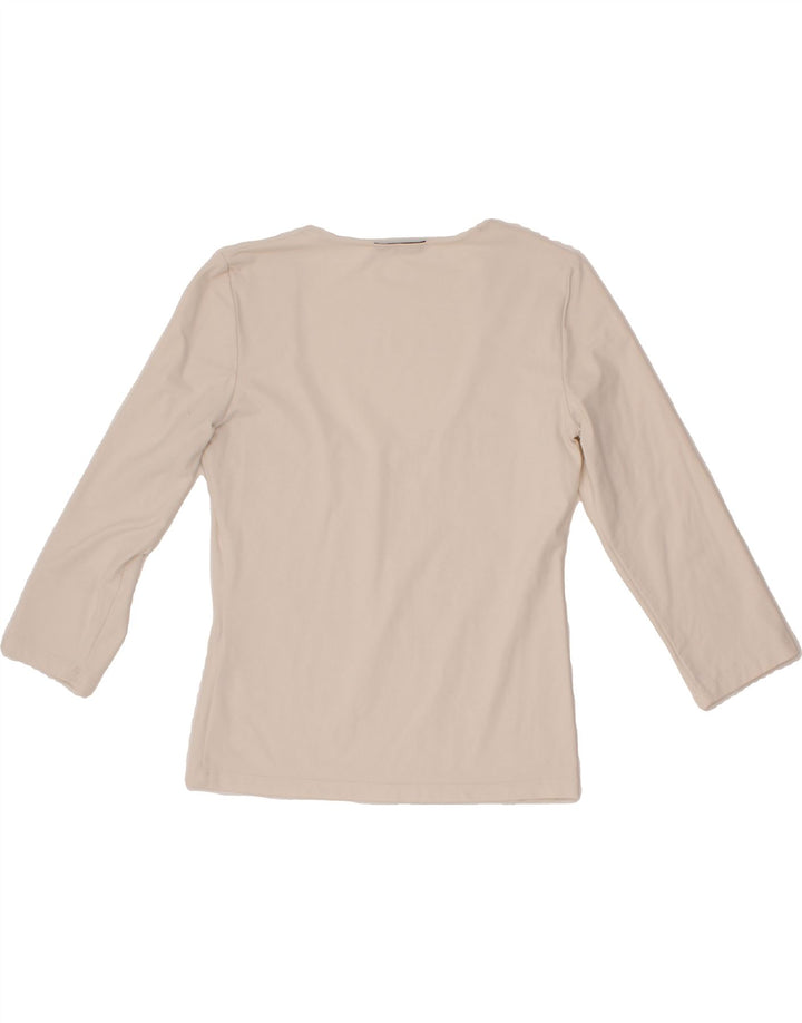 ROCCOBAROCCO Womens Crop Top 3/4 Sleeve UK 12 Medium Beige Vintage Roccobarocco and Second-Hand Roccobarocco from Messina Hembry 