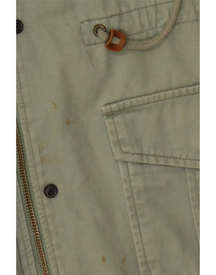 Levi's Dame Hooded Utility Jacket UK 10 Small Green Cotton