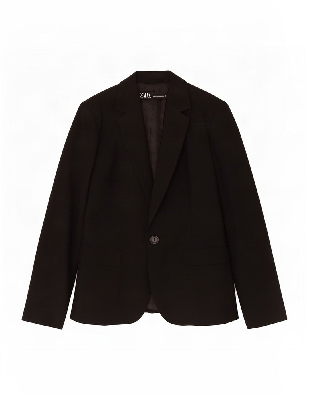 Zara Dame 1 Knap Blazer Jakke EU 36 XS Sort Polyester