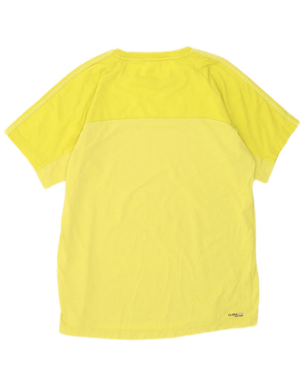 Adidas Herre Climalite T-Shirt Top Medium Gul Bomuld