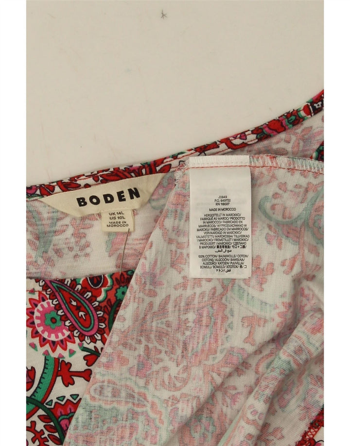 Boden Dame Lang Basic Kjole UK 14 Large Red Paisley Cotton