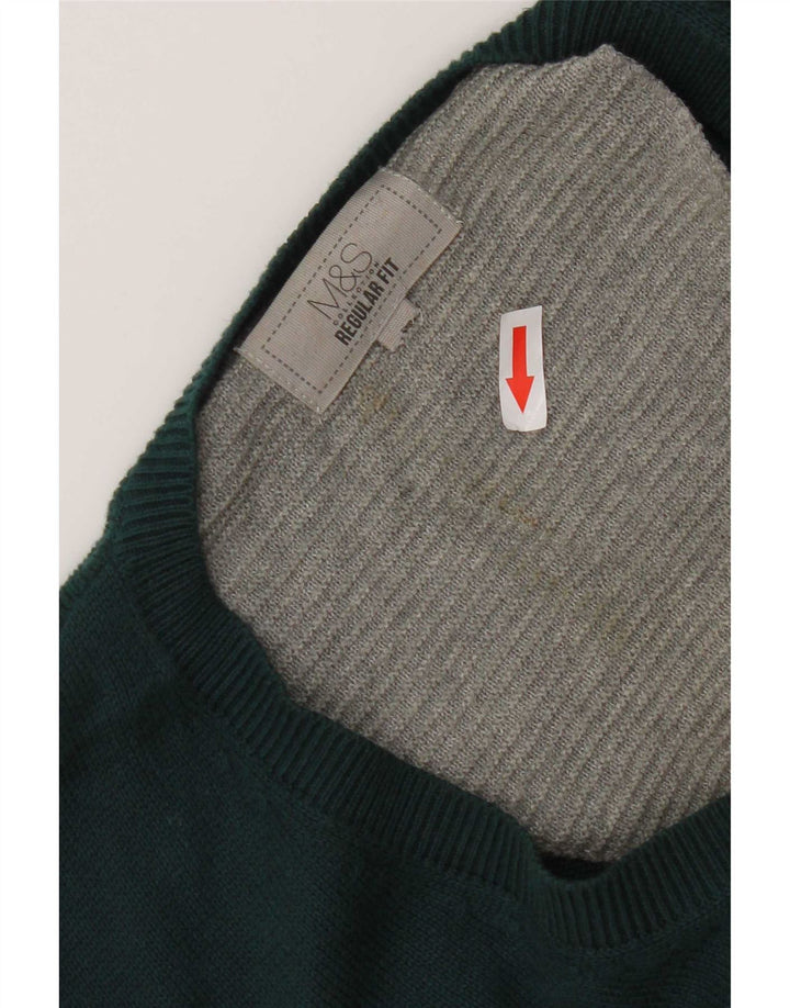Marks & Spencer Herre Regular Fit V-hals sweater Stor grøn bomuld