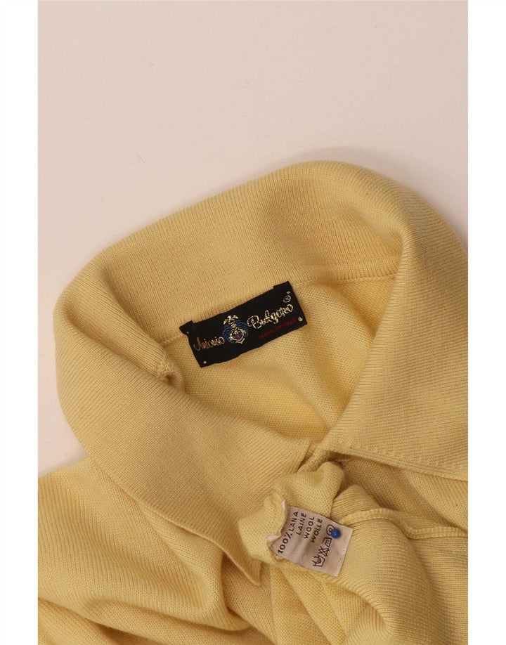 Vintage herre polo hals sweater medium gul uld