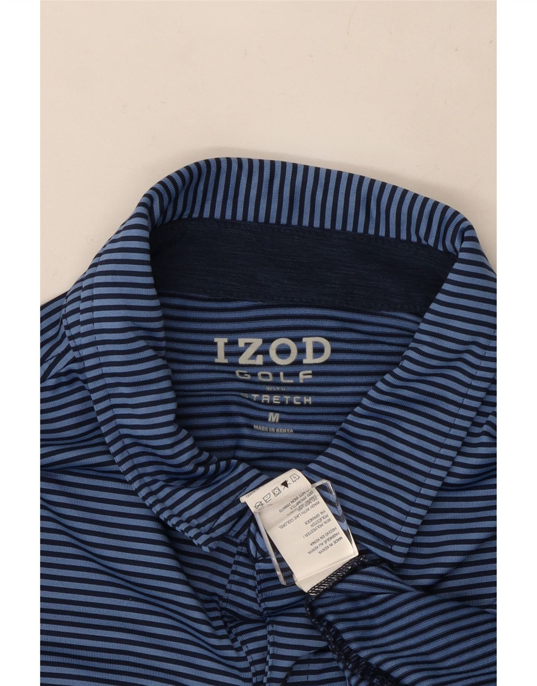 Izod Poloshirt til mænd Medium Blue Pinstripe Polyester