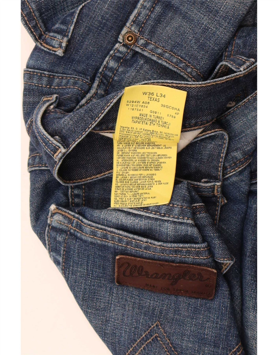Wrangler Herre Texas Straight Jeans W36 L34 Blå Bomuld