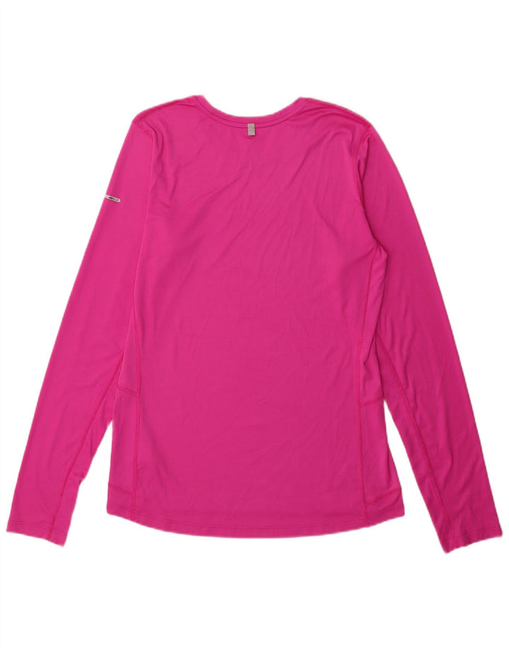 Nike Dame Dri Fit Top Langærmet UK 14 Medium Pink Polyester