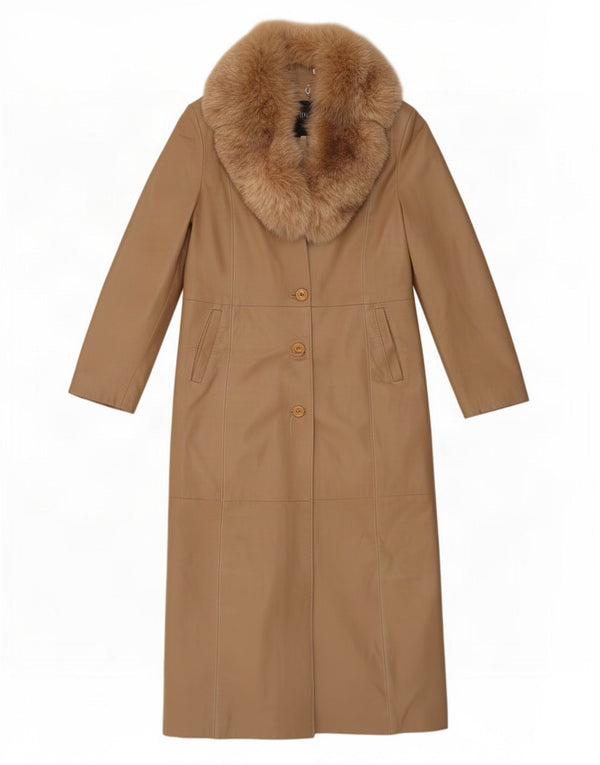 Planet Dame Læderfrakke IT 46 Large Beige