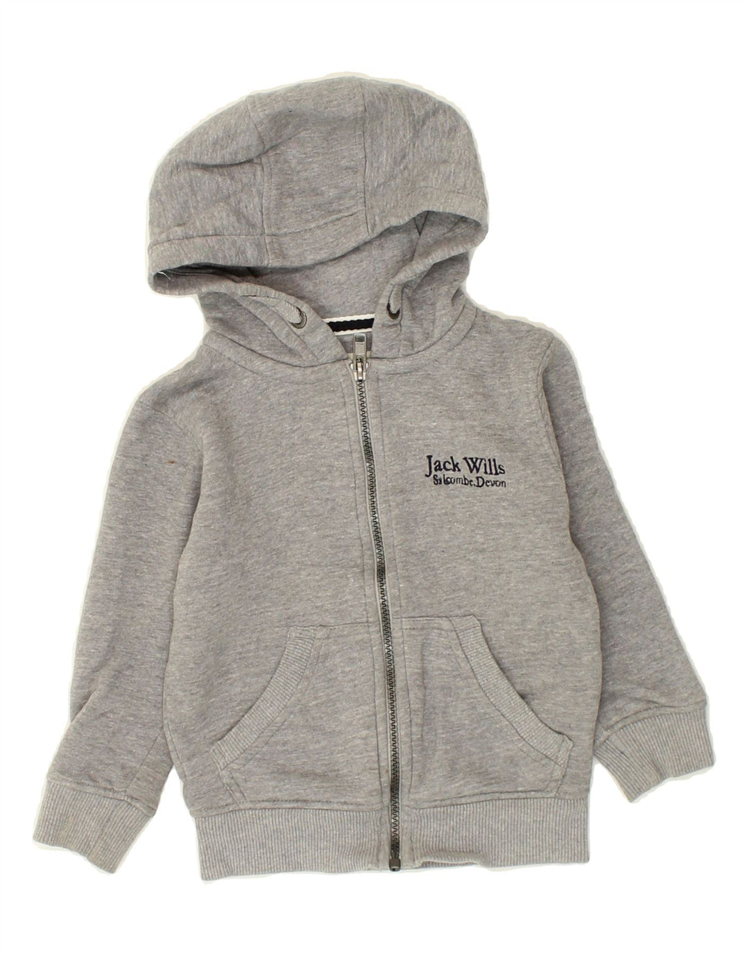 JACK WILLS Boys Zip Hoodie Sweater 3-4 Years Grey Cotton Vintage Jack Wills and Second-Hand Jack Wills from Messina Hembry 