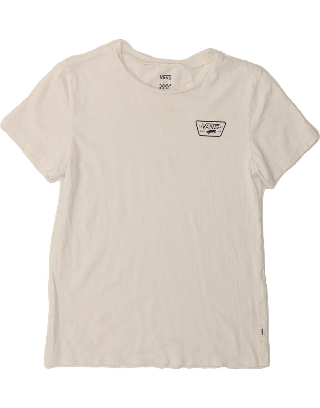 VANS Womens Graphic T-Shirt Top UK 10 Small White Vintage Vans and Second-Hand Vans from Messina Hembry 