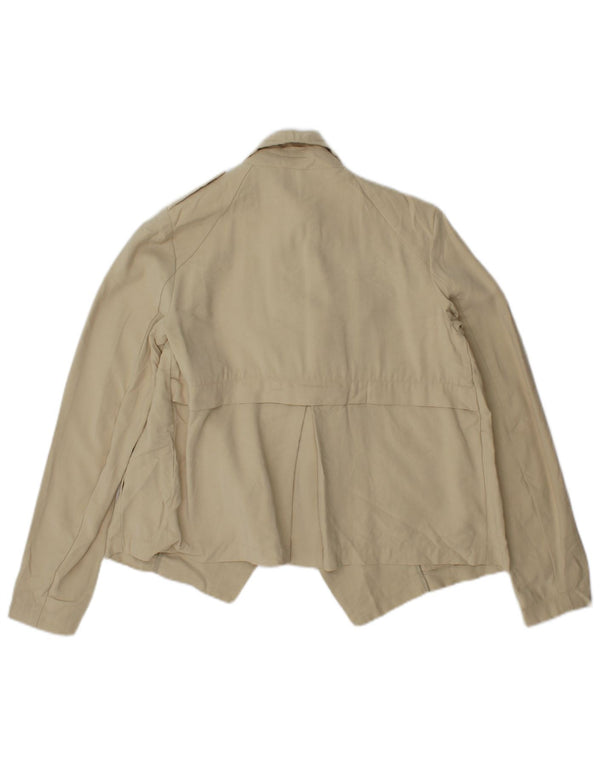 Zara Dame Oversized Crop Military Blazer Jacket UK 6 XS Beige Viscose