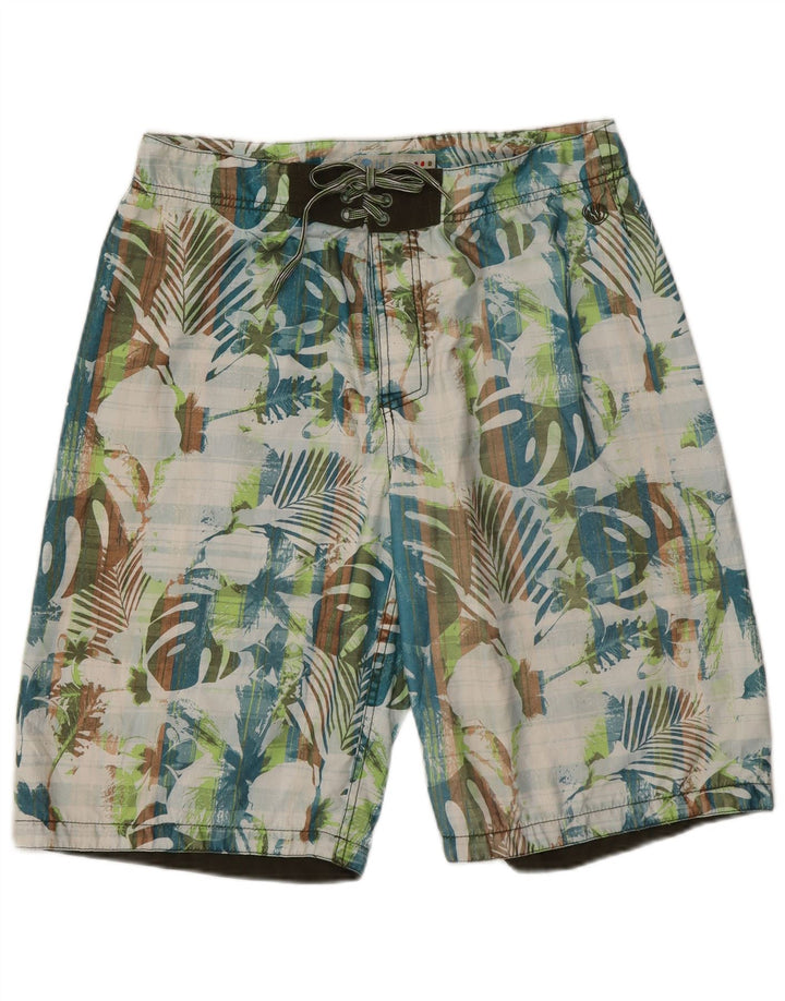 Fedt ansigt herre badeshorts store grønne blomster polyester