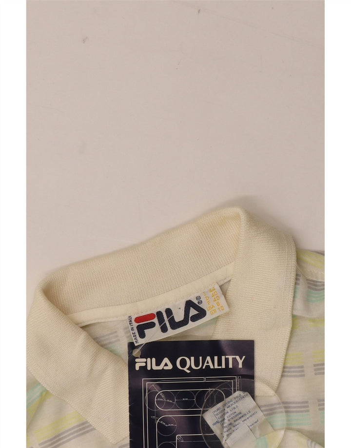 FILA Dame Polo Shirt UK 10 Lille flerfarvet stribet bomuld