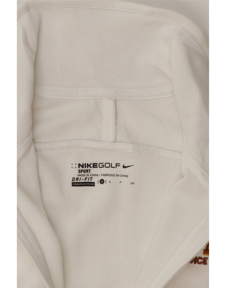 NIKE Womens Dri Fit Tracksuit Top Jacket UK 10 Small White Polyester Vintage Nike and Second-Hand Nike from Messina Hembry 