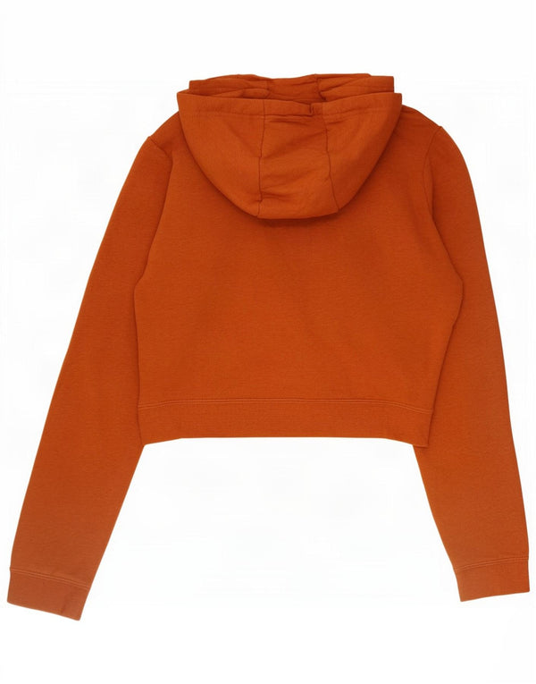 Nike Dame Crop Graphic Hoodie Jumper UK 6 XS Brun Bomuld