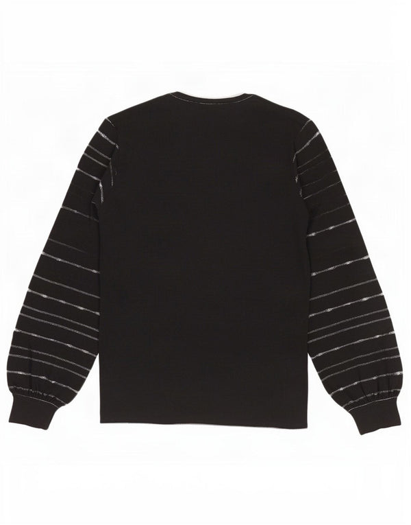 Lucia Dame V-hals sweater UK 10 Lille sort stribet uld