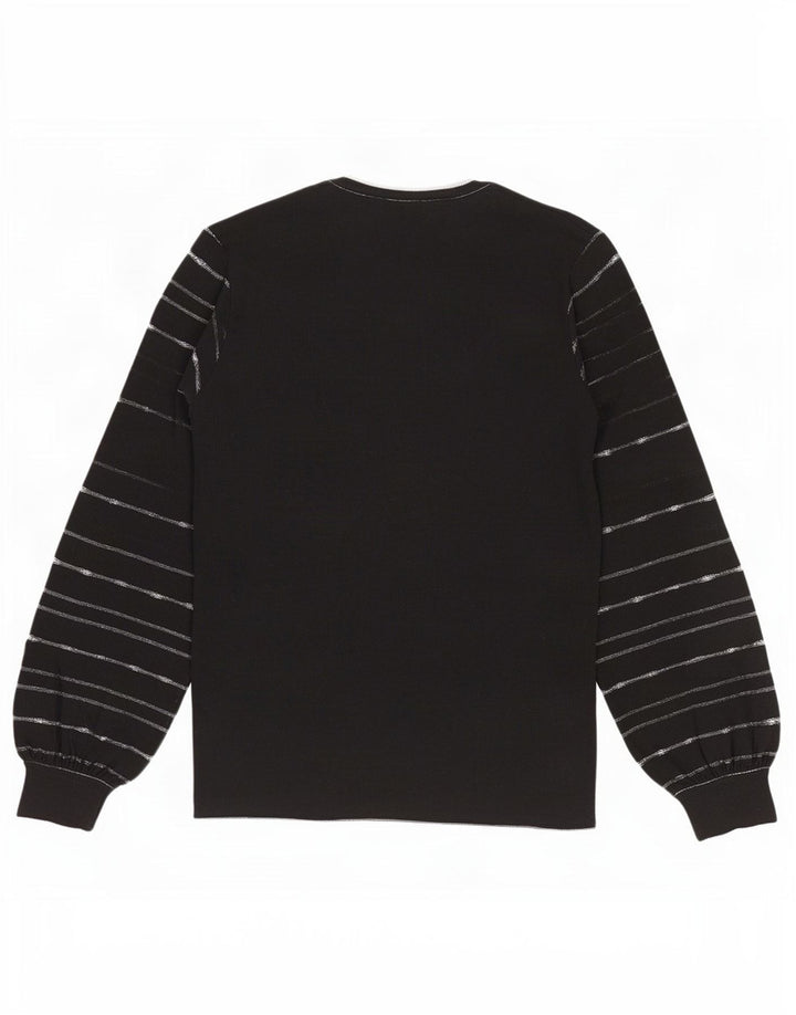 Lucia Dame V-hals sweater UK 10 Lille sort stribet uld