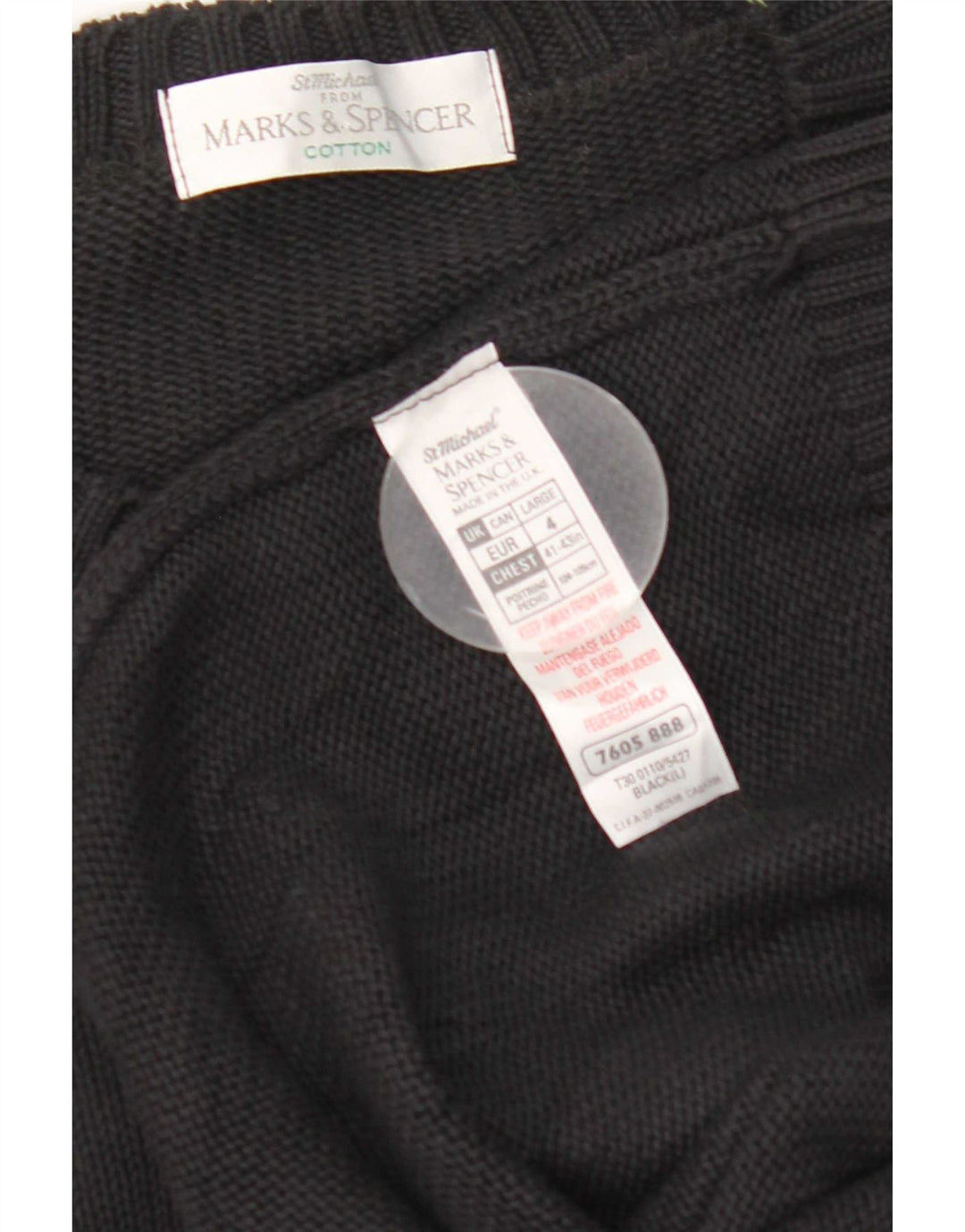 Marks & Spencer Herre sweater med rund hals, stor sort bomuld