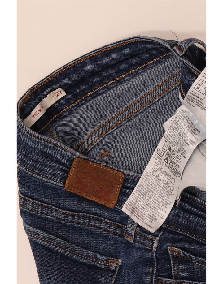 LEVI'S Dame 712 Distressed Slim Jeans W27 L30 Blå Bomuld