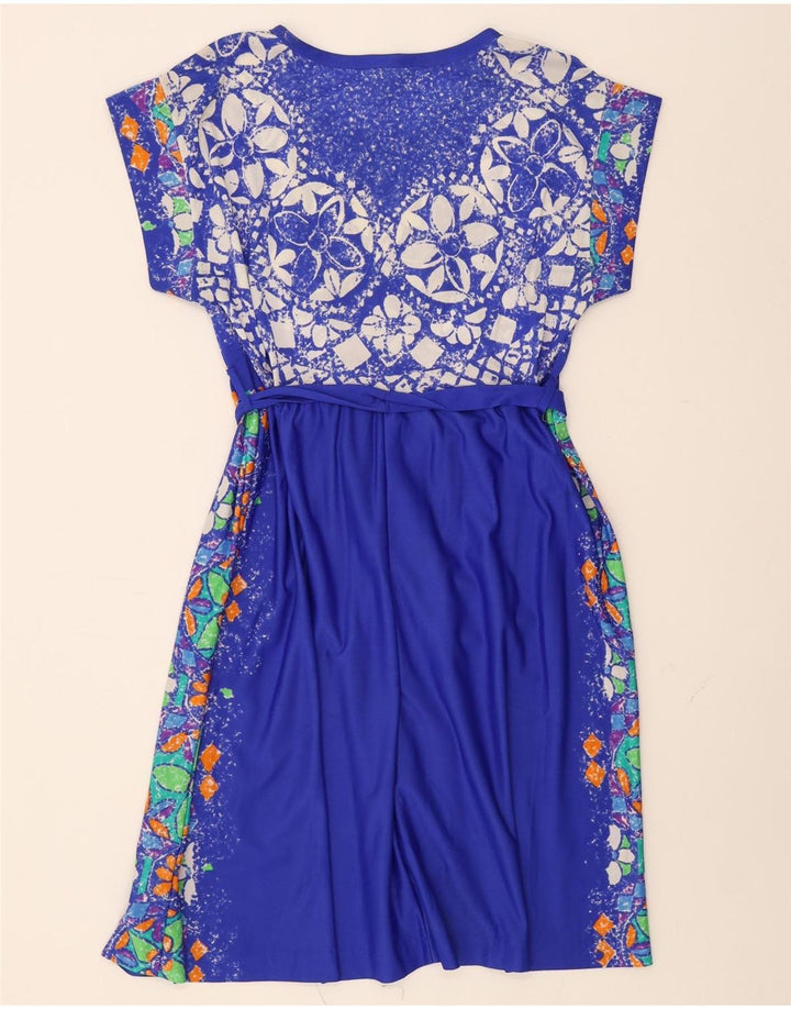 VINTAGE Womens A-Line Dress IT 46 Large Blue Floral Polyamide Vintage Vintage and Second-Hand Vintage from Messina Hembry 
