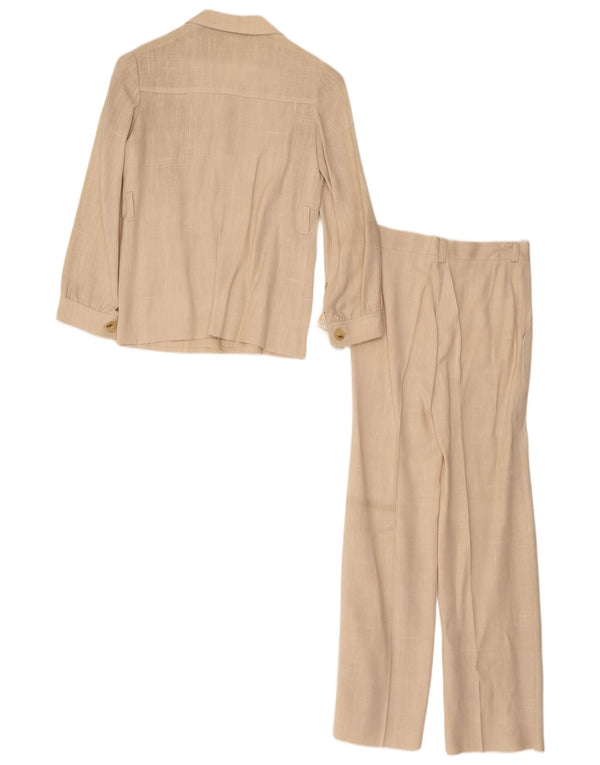 Vintage jakkesæt til kvinder med 4 knapper, 2 dele EU 34 XS W26 L26 Beige Viscose