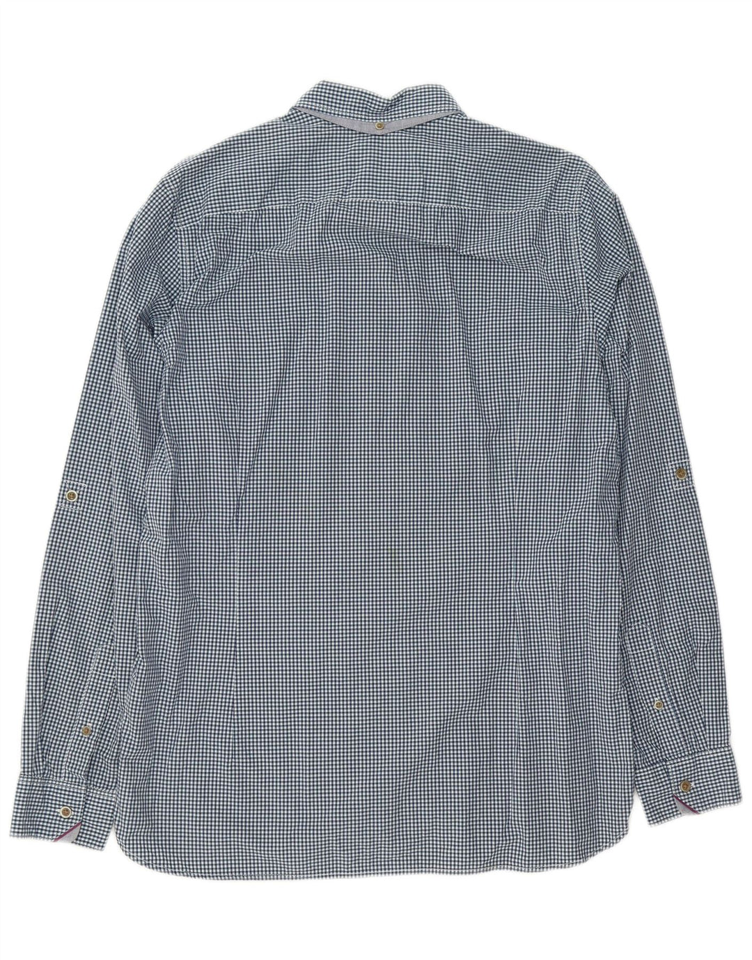 TED BAKER Mens Shirt Size 4 Large Navy Blue Gingham Cotton
