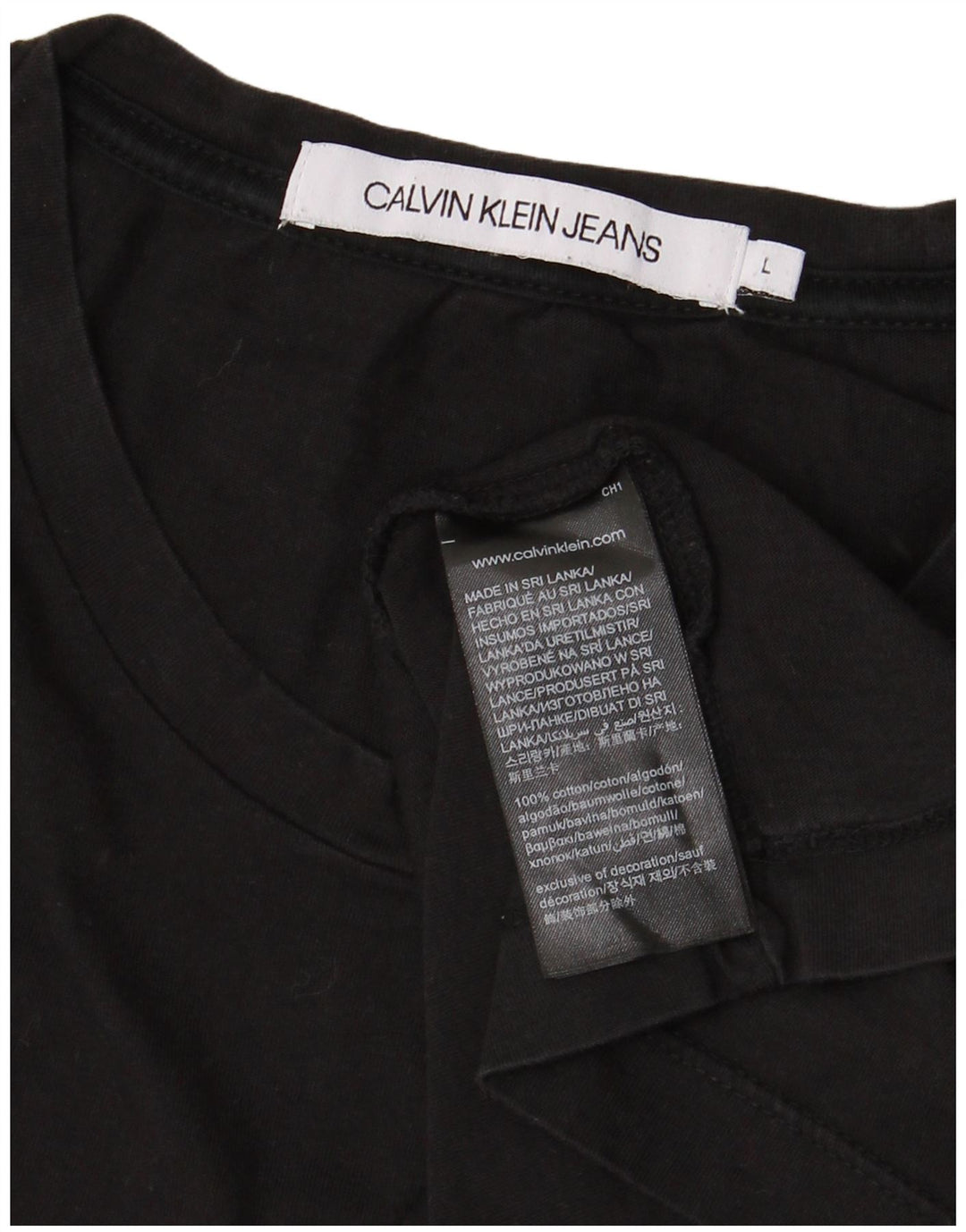 CALVIN KLEIN JEANS Herre grafisk T-shirt Top Stor Sort Bomuld