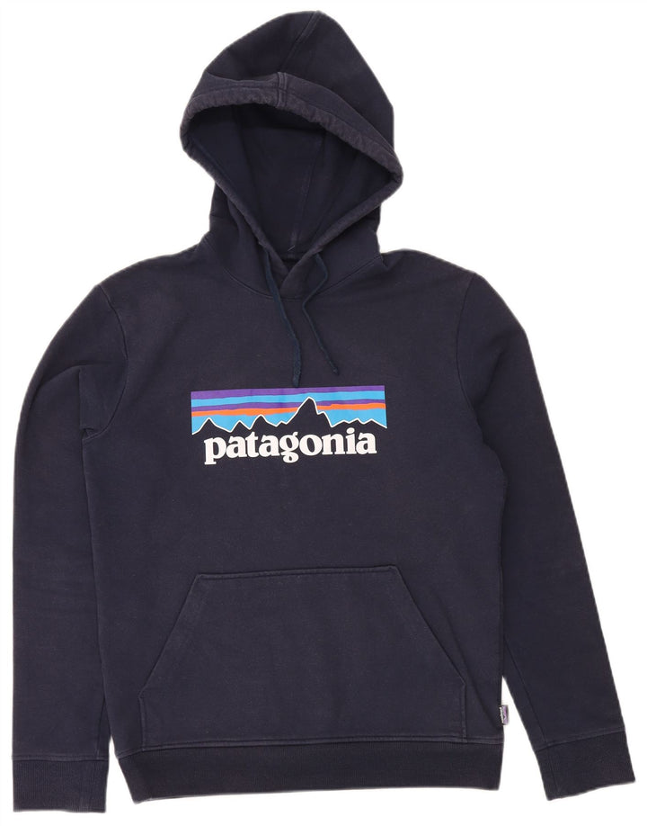 PATAGONIA Herre Regular Fit grafisk hættetrøje Jumper Lille marineblå bomuld