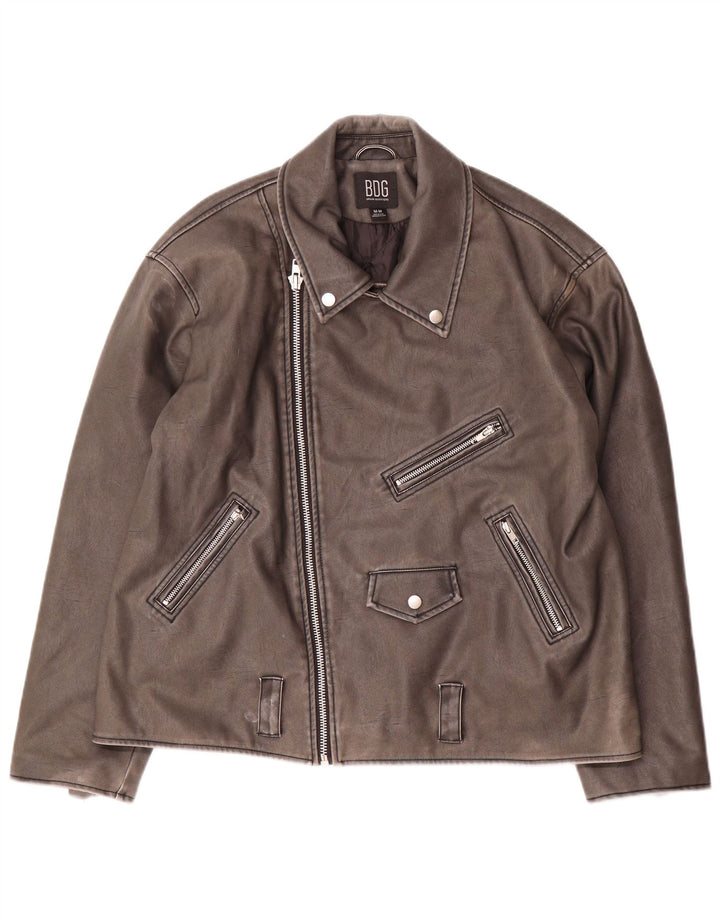 URBAN OUTFITTERS Bikerjakke i imiteret læder til mænd UK 38 Medium Grå