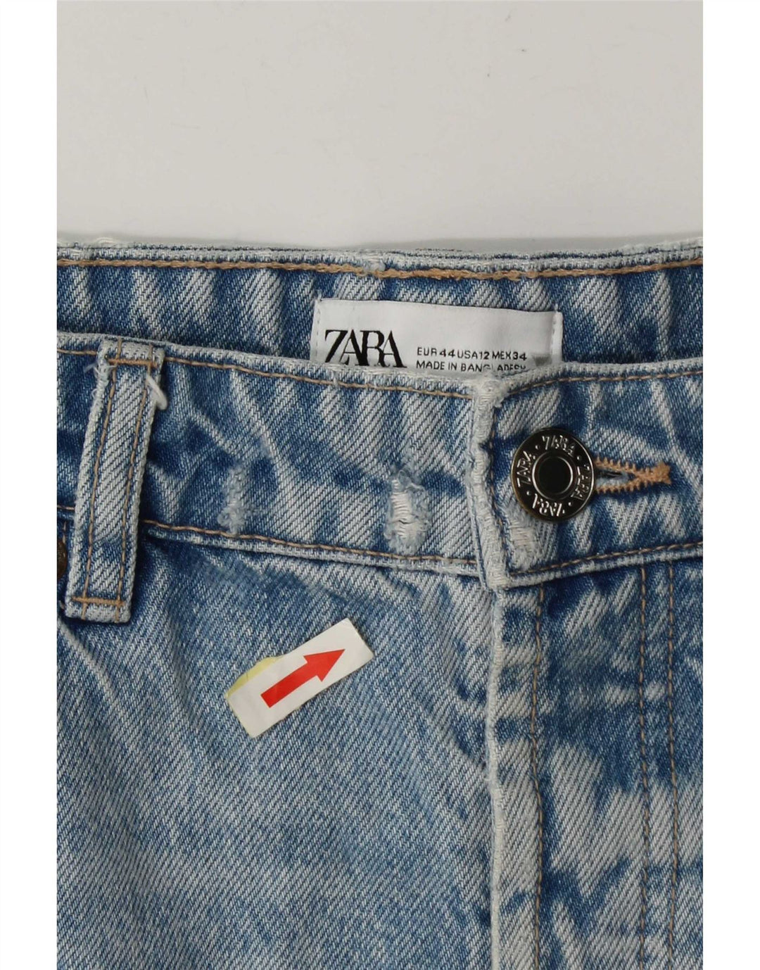 Zara Womens Distressed Denim Shorts EU 44 XL W34 Blå