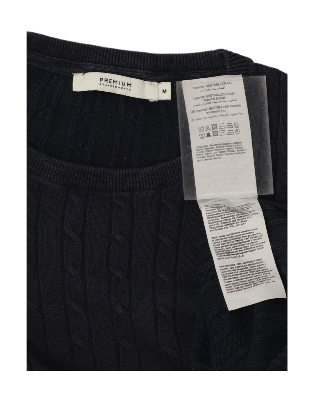 JACK & JONES Mens Crew Neck Jumper Sweater Medium Navy Blue Cotton Vintage Jack & Jones and Second-Hand Jack & Jones from Messina Hembry 