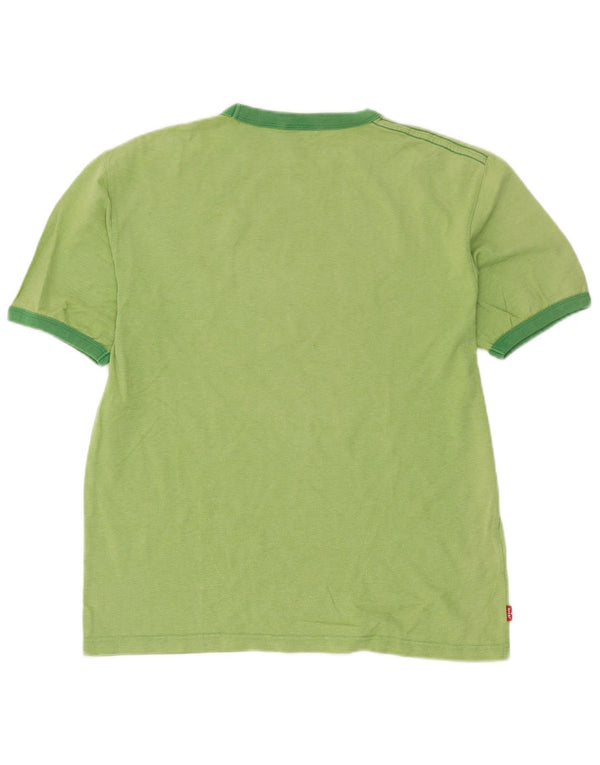 Levi's Dame Grafisk T-Shirt Top UK 16 Stor Grøn Bomuld