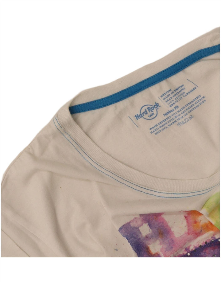 HARD ROCK CAFE Womens Munich Graphic T-Shirt Top UK 12 Medium White