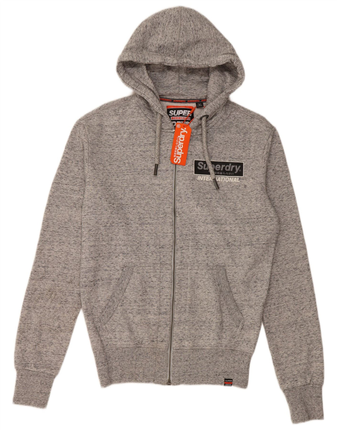 SUPERDRY Herre Grafisk Loose Fit Hættetrøje med lynlås XS Grå Flecked Bomuld
