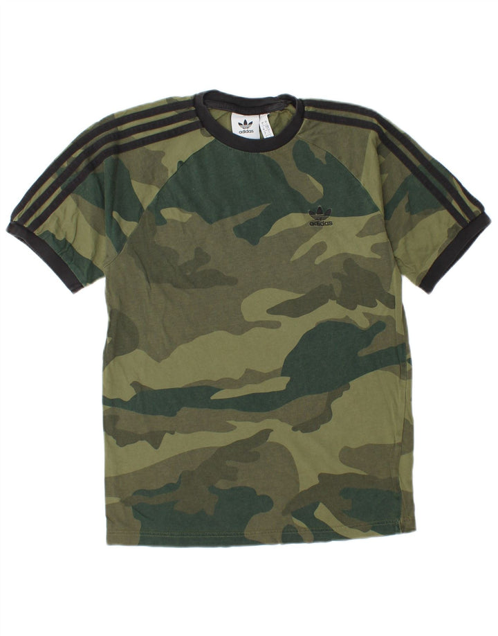 ADIDAS Herre T-Shirt Top Lille Khaki Camouflage Bomuld