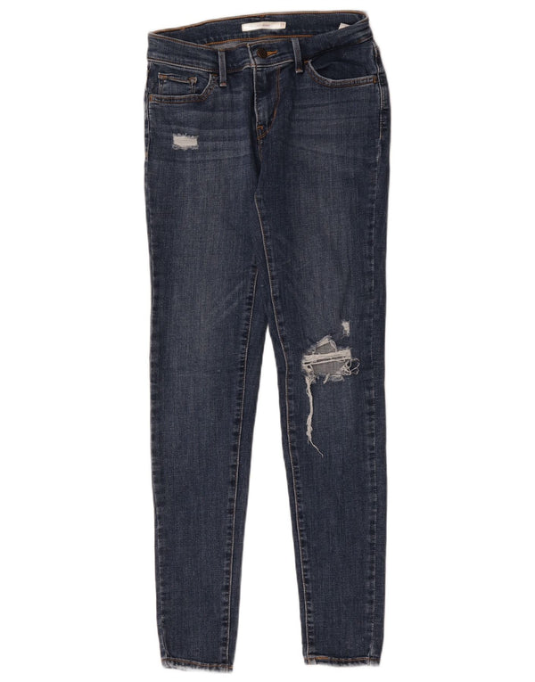 Levi's Womens 710 Distressed Super Skinny Jeans W27 L29 Blue Cotton