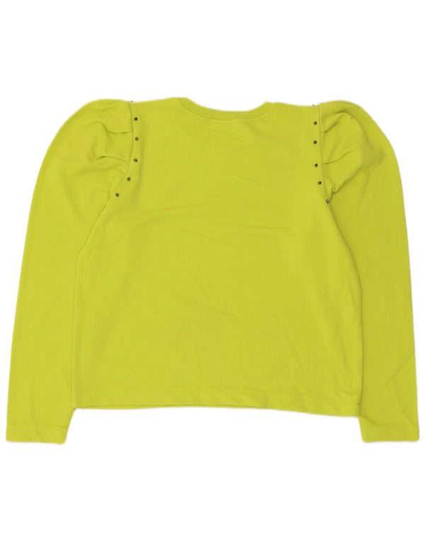 Zara Womens Crop Sweatshirt Jumper UK 14 Medium Green Bomuld