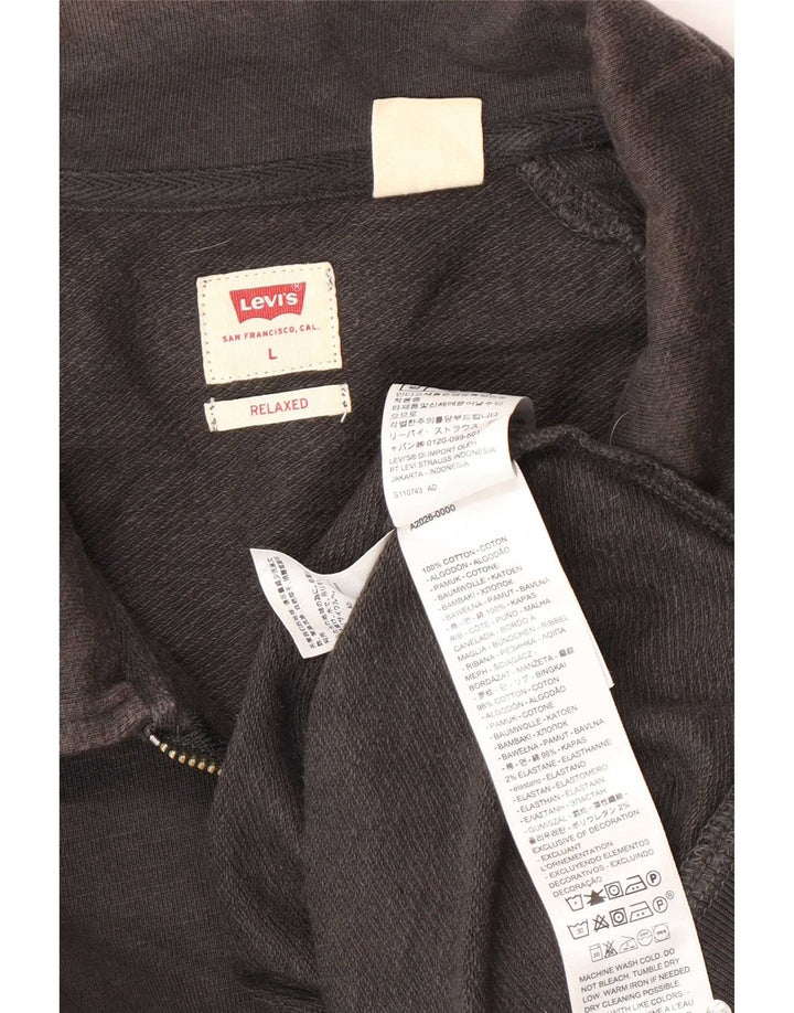 Levi's Herre afslappet polo-hals sweatshirt jumper stor grå bomuld