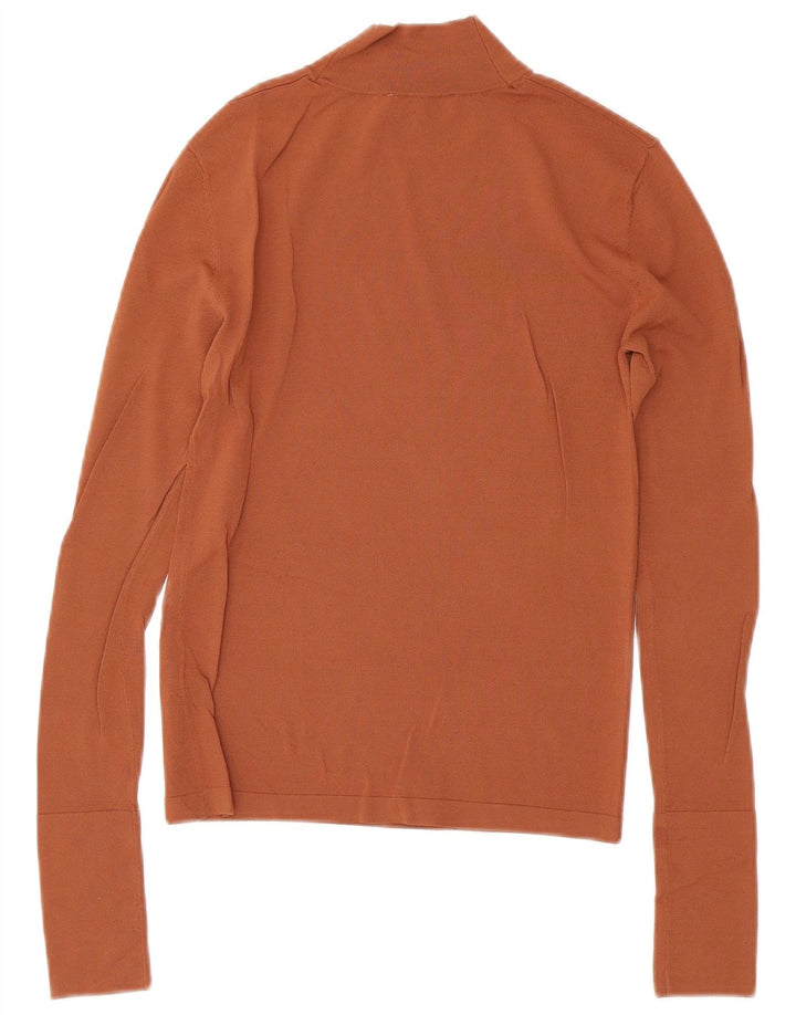 ZARA Womens Crop Turtle Neck Jumper Sweater UK 8 Small Brown Viscose