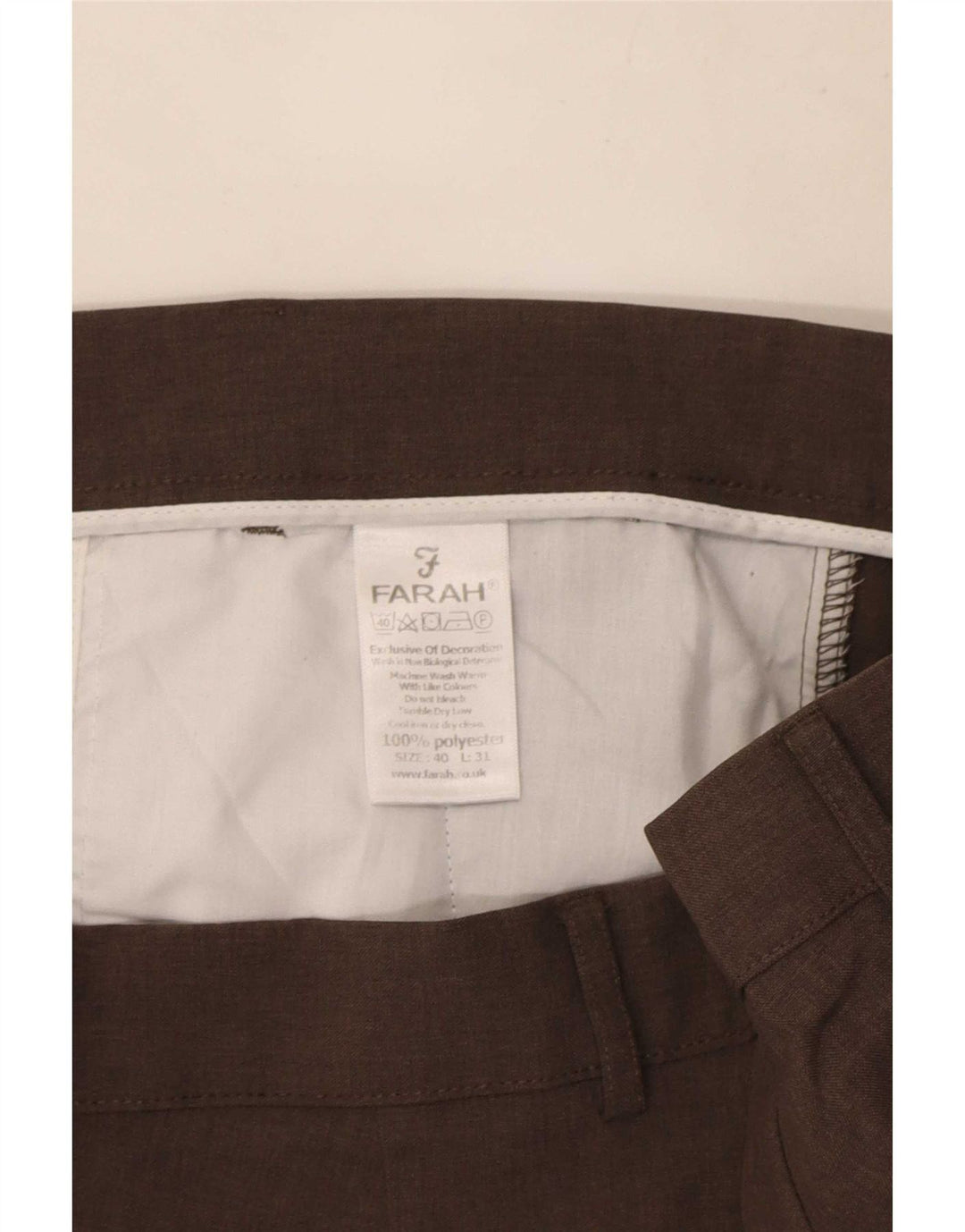 Farah Lige Chinobukser til mænd W40 L31 Brun polyester