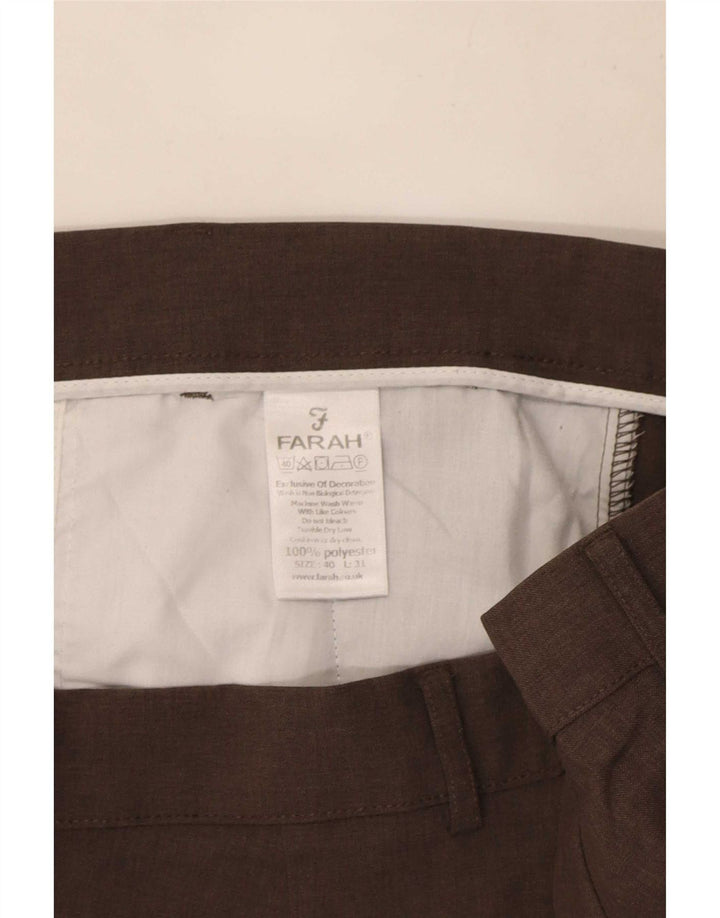 Farah Lige Chinobukser til mænd W40 L31 Brun polyester