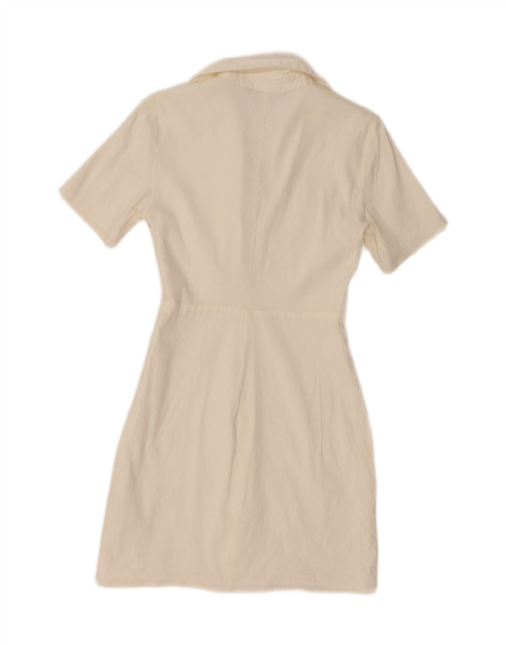 ZARA Kvinder Kortærmet Skede Kjole UK 10 Small Off White Viscose