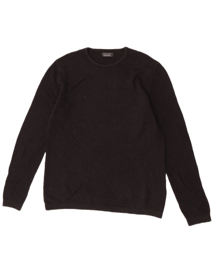 Zara Herre sweater med rund hals, medium sort