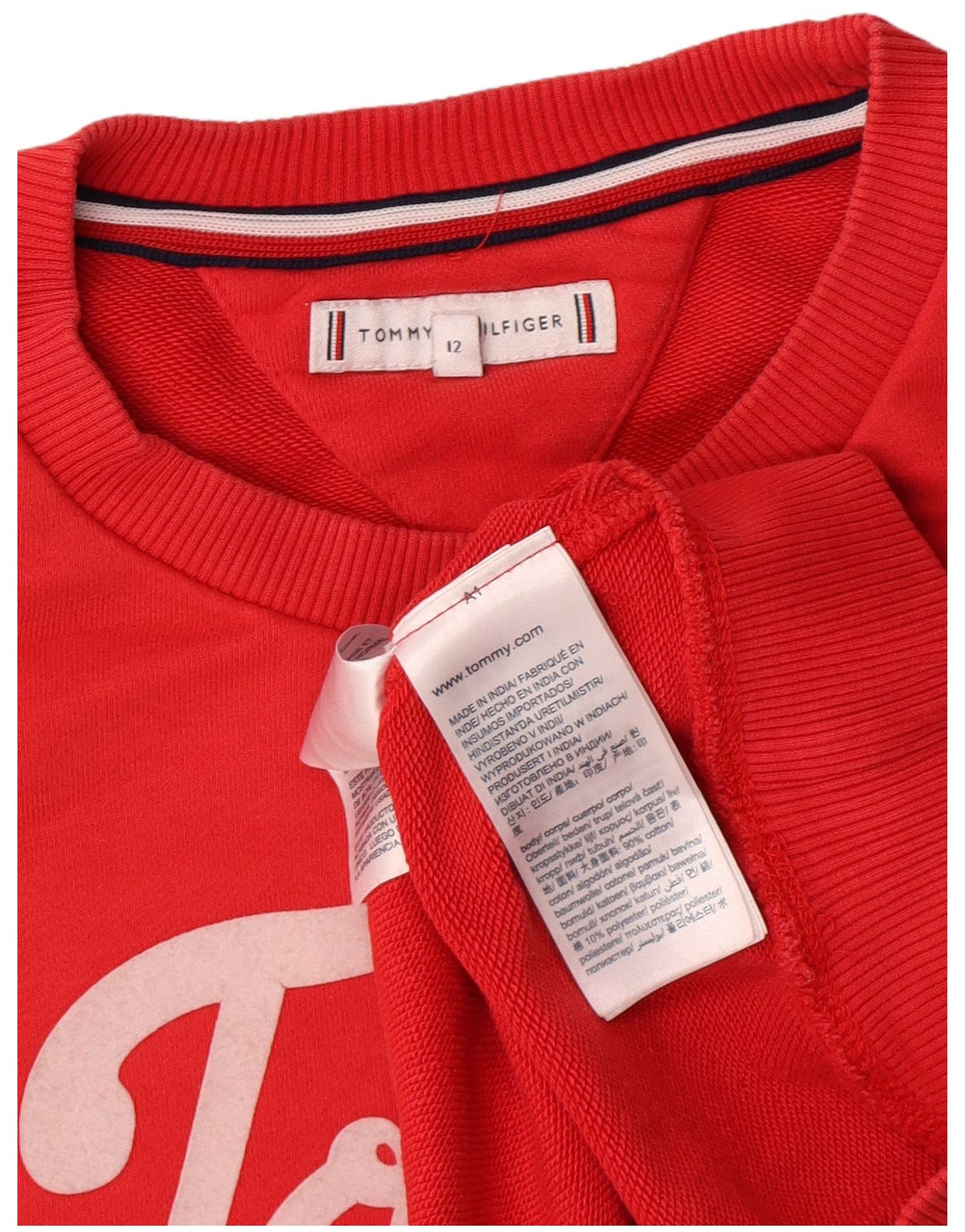 TOMMY HILFIGER Girls Oversized Graphic Sweatshirt Jumper 11-12 Years Red