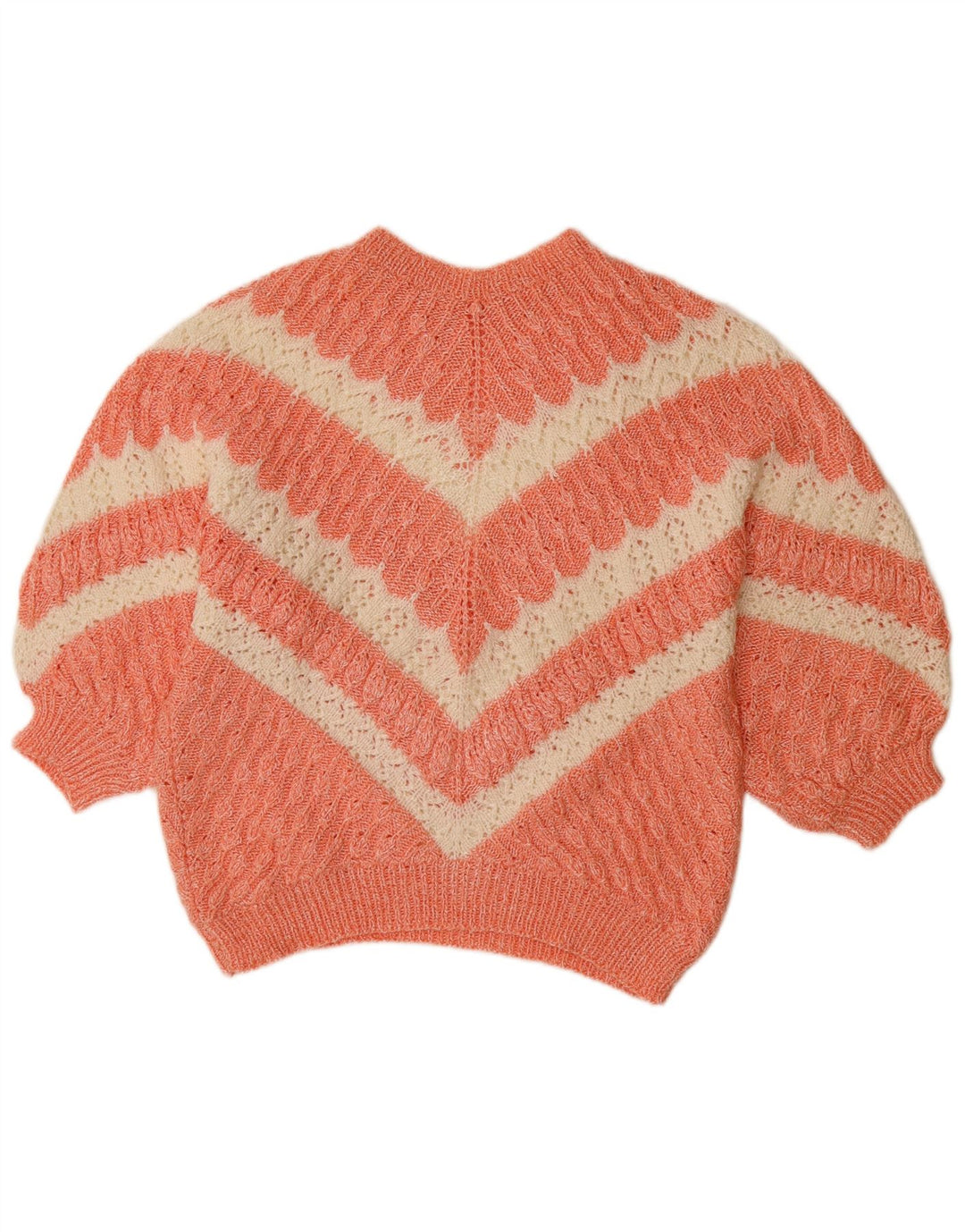 VINTAGE Dame Boat Neck Jumper Sweater UK 14 Large Orange Chevron
