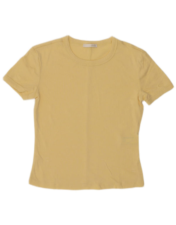 Zara Womens Crop T-Shirt Top UK 10 Lille gul bomuld