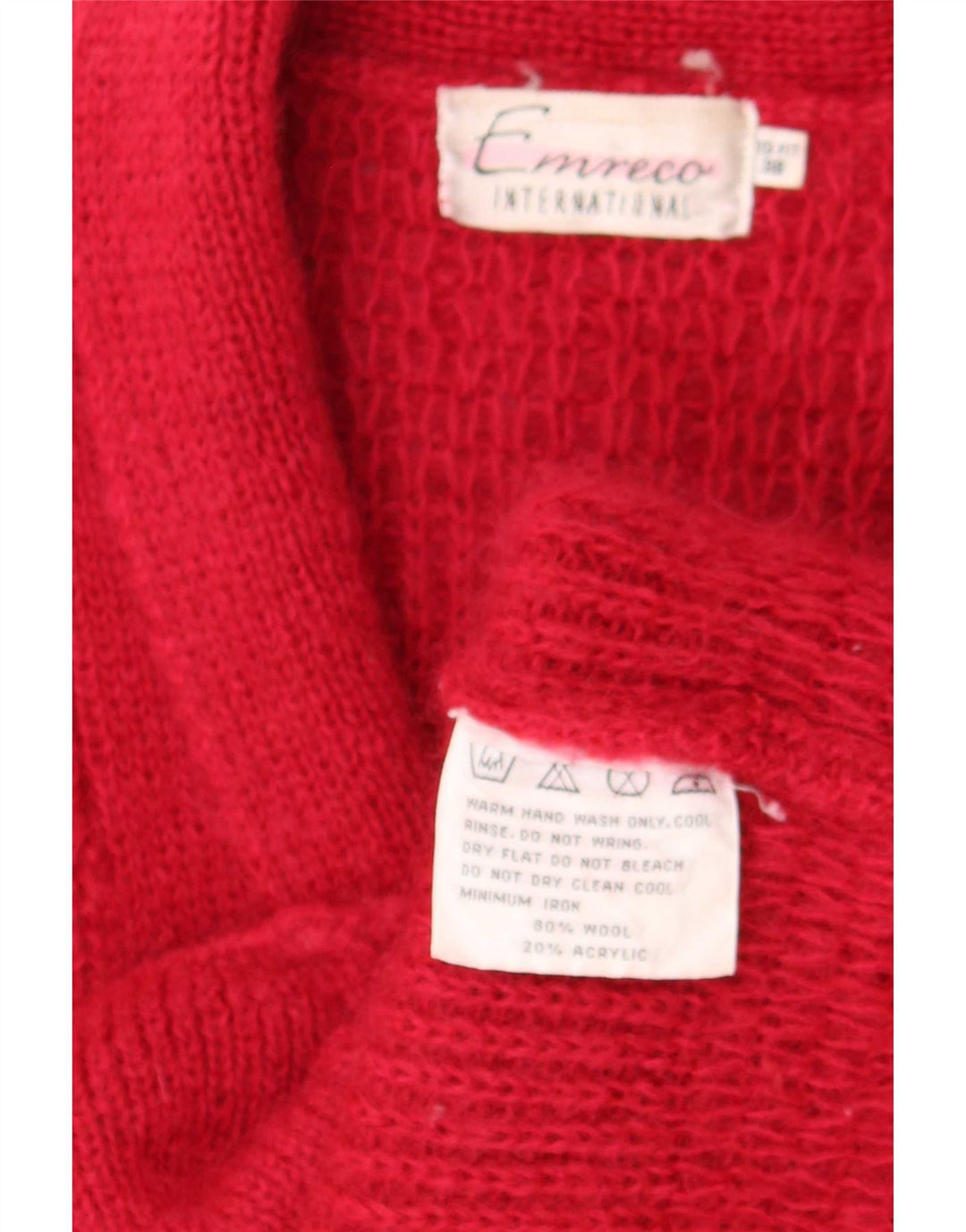 Emreco Dame Dobbeltradet Cardigan Sweater EU 38 Medium Rød Uld