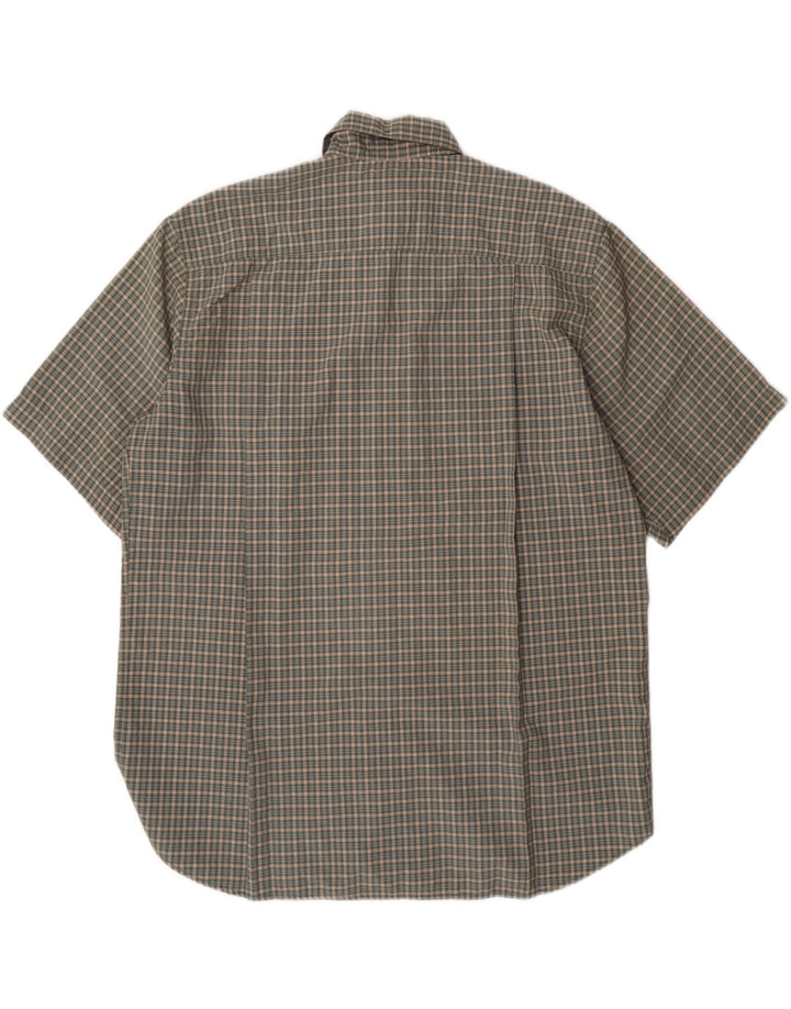 BAILO Mens Short Sleeve Shirt Size 42 Large Green Check Polyamide