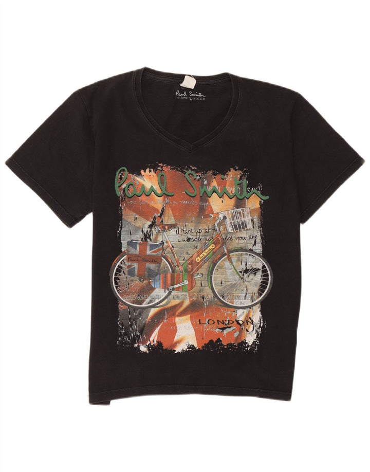 Paul Smith Herre grafisk T-shirt Top Stor sort bomuld